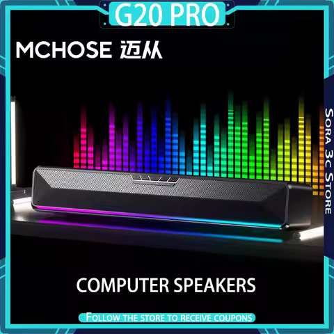 MCHOSE G20 Pro Bluetooth Speaker Pluggable Microphone Sound Effect Rhythm RGB Computer Desktop Decor