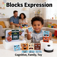 Blocks Educational Games Family Wooden Puzzle Expression Board Building Changing Face Cube