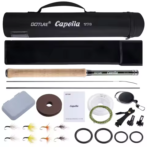 Goture Tenkara Fly Fishing Rod Combo 3.6m Ultralight Carbon Fiber Rod with Line Lure Clipper Portabl