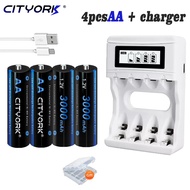 CITYORK ถ่านชาร์จ AA AAA เครื่องชาร์จ 4 ช่องจับคู่ 1.2V AA / AAA / 2A / 3A ni-mh / ni-cd แบตเตอรี่แบ