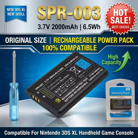 3.7V 2000mAh SPR-003 Replacement Lithium Battery Rechargeable For Nintendo 3DS XL Handheld Game Cons