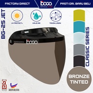 BOGO Visor Helmet BG25 Jet (Classic Colors) Bronze, Clear, Dark Grey, Smoke, Turquoise, Yellow Tinted Helmet Visor - 3 Button Full Face Shield Motorbike