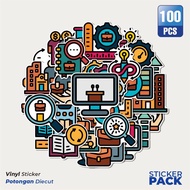 50 pcs Career Development Flat Stickers Creative Cute DecorativeDesigns for Notebooks, Skateboards, 