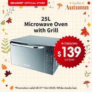 SHARP 25L Microwave Oven with Grill R-72E0(SM)/R-72E0(S) l Premium Turntable Glass l 1 Year Warranty
