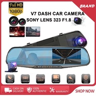 Dash Camera For Car Full HD 1080P With Dual Lens For Vehicles Front &amp; Rearview Mirror Car DVR Dash Cam With Reverse Parking System Mirror Video Rear Cam With LED Waterproof Camera