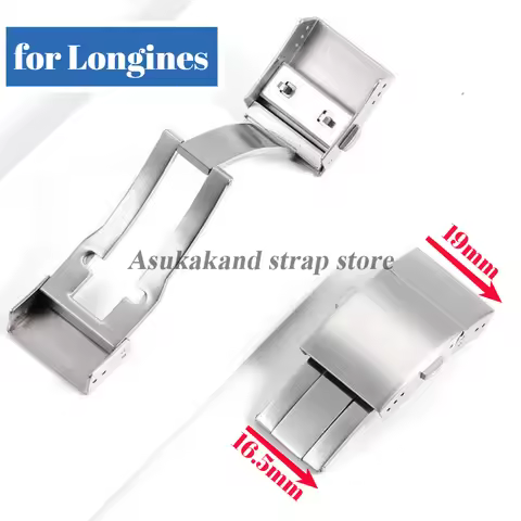 19mm Stainless Steel Folding Buckle for Longines for HYDROCONQUEST Silicone Watch Strap Double Push 