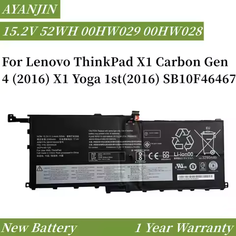 00HW029 00HW028 01AV439 SB10F46467 15.2V 3680mAh Laptop Battery For Lenovo ThinkPad X1 Carbon Gen 4