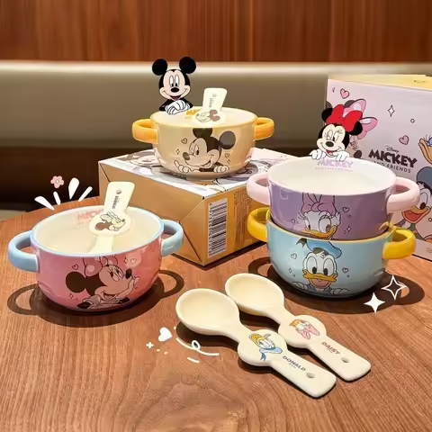 Disney Children's Binaural Food Bowl Set Thickened Ceramic Baby Bowl Anti-fall Food Tableware