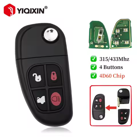 YIQIXIN For Jaguar X-Type S-Type 1999-2009 XJ XJR XJ8 XK 2002-2008 315/433MHz 4D60 Chip Flip Remote 