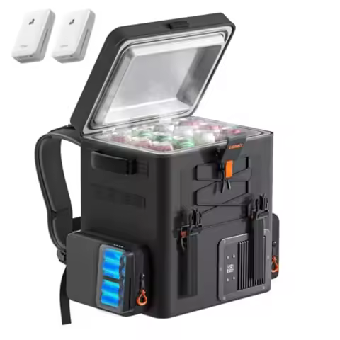 Portable 20L/21QT 12V Car Refrigerator Electric Cooler for Camping, RV, Boat Beach Backpack Design, 