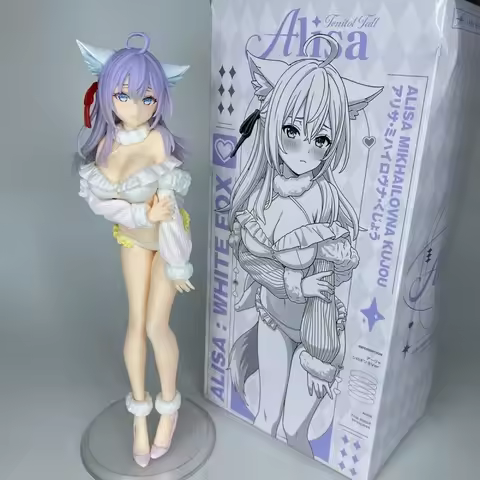 Figura de Anime da Garota Raposa Alya de 25cm, Linda Garota Alisa, Estatueta da Raposa Branca,Modelo