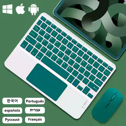 For Android IOS Windows Xiaomi Samsung Apple Tablet Dark Green Touch Keyboard And Mouse Multilingual