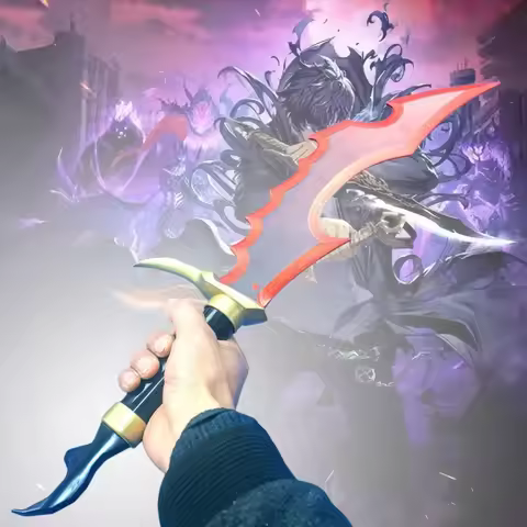 23.6in/60cm Solo Leveling Katana Cosplay Prop Knife Damascus Sword Real Size Dagger Japanese Anime O