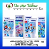 JORDAN KID TOOTHPASTE 0-5 YEARS (STRAWBERRY/LYCHEE) / 6-12 YEARS (GRAPE/GREEN APPLE) 75G