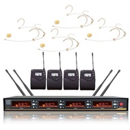 4 Channel Professiona PLL UHF Wireless Headworn Microphone System Condenser Nude