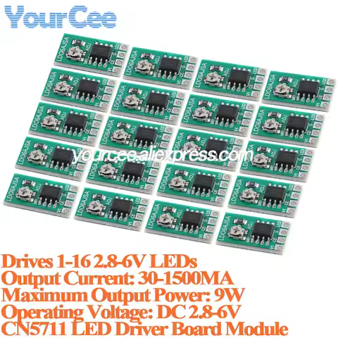20pcs/1pc CN5711 LED driver module DC 2.8-6V 30-1500MA constant current adjustable module PWM contro