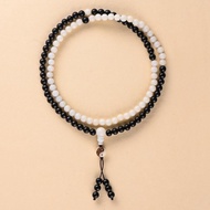 White Bodhi Black Sandalwood Buddha Beads Taoist Bracelet 108 Hunyuan Beads Rosary Beads Yin Yang Ta
