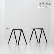 北歐不銹鋼餐桌zieta金屬桌腿現代簡約設計師ins藝術創意玻璃餐桌