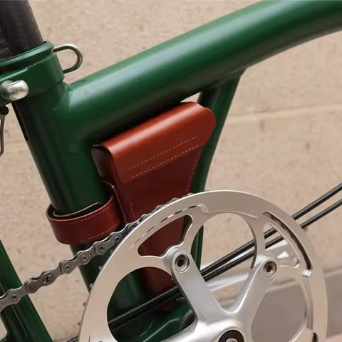Aceoffix Triangle Bag for Brompton Triangle Leather Bag Cowhide Frame Bag For Cline Pline