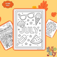 Set of 44/25/10 coloring pages, July July themed coloring pages, A4, A5 paper 160gsm thick JL742D