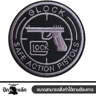 อาร์มปักลาย GLOCK วงกลม /Size 7x7cm ติดเสื้อติดหมวก ติดสินค้าแฟชั่น งาน DIY เสื้อผ้า งานปักระเอียด N