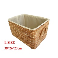 Hand-woven Storage Basket Household Laundry Wicker Baskets with Handles Clothes Container Home Decor
