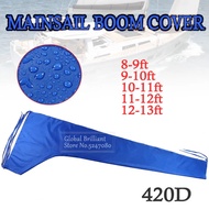 420D Sail Cover Mainsail Boom Boat Cover Anti UV Sunshade Boom Sail Cover 8-9Ft 9-10Ft 10-11Ft 11-12