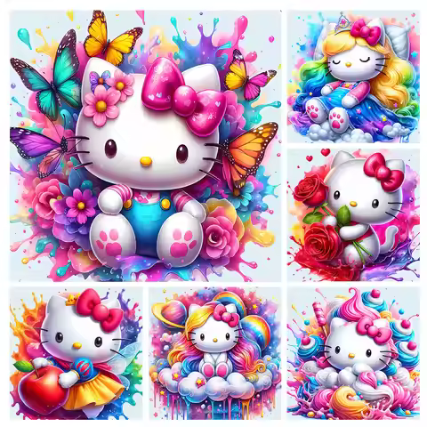 Sanrio Diamond Embroidery Hello Kitty Diamond Painting Cross Stitch Mosaic Cartoon Painting Rhinesto