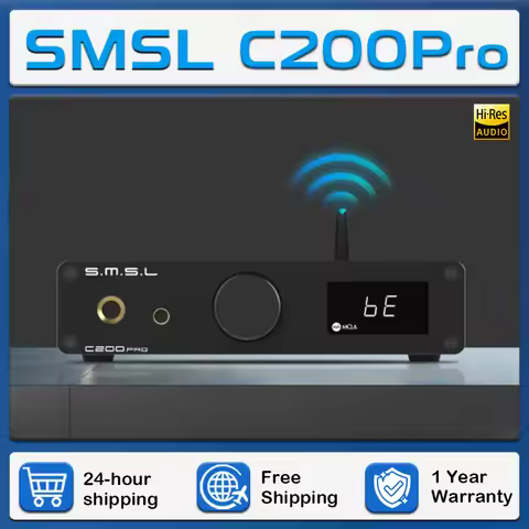 SMSL C200 Pro Audio Decoder MQA-CD DSD Support USB Bluetooth5.1 Optical Coaxial 4.4mm 6.35mm Outputs
