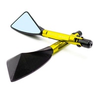 3-Way Rearview Mirror Short Legs Gold Color CNC Work