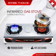 SwissThomas Dual Gas Stove Stainless Steel Infrared Burner 8 Jet Head Nozzle LPG Cooktop Kitchen Dap