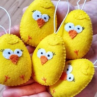 5 件毛氈復活節彩蛋裝飾品，復活節可愛小雞，嬰兒第一個複活節禮物