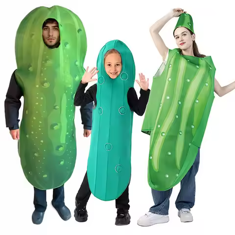 Kids Cucumber Fancy Dress Up Funny Food Costume Pickle Festival Vegetable Outfit Adult Dill Pickle H