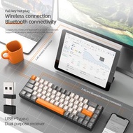 Wireless Bluetooth Mechanical Keyboard with USB-A and Type-C Dongle Insert Portable Battery 68 Keys 