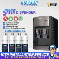 [FREE INSTALL] I-TECH Water Dispenser Tabletop Hot & Ambient Purifier Penapis Air D9 - 4 Stages Anti