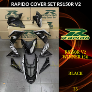 RAPIDO COVER SET RS150R/RS150 V2 V3 WINNER150 (33) BLACK (STICKER TANAM/AIRBRUSH) COVERSET