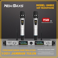 NEW BAXS Mikrofon tanpa wayar, UH802/SH802, satu seret dua mikrofon tanpa wayar, mikrofon UHF Rap, j