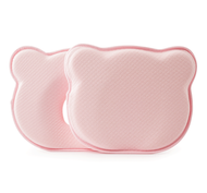 全城熱賣 - 熊型枕頭可拆枕套記憶棉0-1歲嬰幼兒定型枕頭護頭枕0-1歲寶寶(粉色枕頭套裝25X20.5X3.5/0.5CM )