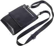 DFV mobile - Case Pocket Shoulder Bag with Lanyard for Tablet and Smartphone with Magnetic Closure and Zippers for nubia X 5G (2019) - Black