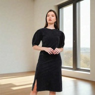 ANSLEY Beyouni Ice Washed Pleated Midi Dress / Dress Midi Dress