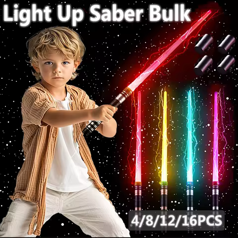4-16Pcs Light Up Sabers Expandable 7 Colors Light Swords Toys for Kids Adults Birthday Gifts Favors 