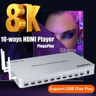H.265 8K 60Hz 10 Port HDMI Media Player Multimedia Box USB 3.0 Video Player Andriod 10.0 2K 4K HDMI 