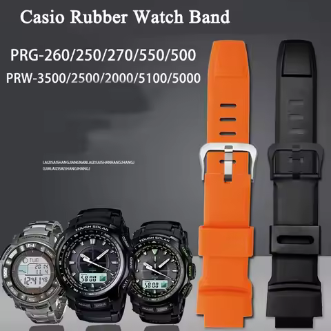 Rubber Watch Strap For Casio PROTREK PRG-260/270/550/250 PRW-3500/2500/5100 Replacement Black Bracel
