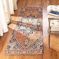 Safavieh Classic Vintage Collection Oriental Medallion Distressed Runner, 2' 3" x 8', Orange/Navy