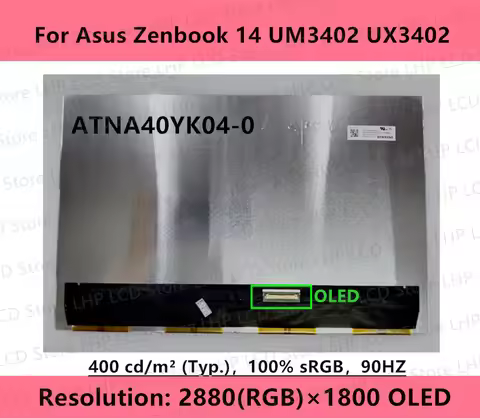 For Asus Zenbook 14 UM3402 UX3402 2022 ATNA40YK04 ATNA40YK04-0 LCD Screen 14 Inch 2.8k OLED 90Hz Non