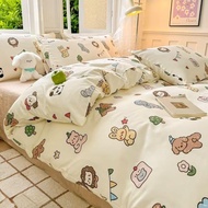 【Harga Kilang Direct】Cartoon Design 100% Pure Cotton 2000 TC Bedsheet  Bedsheet Set Linen Cadar Kati
