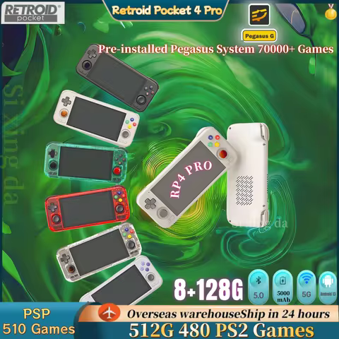 512G Retroid Pocket 4 Pro Retro Handheld Game Video Player Console 4.7 Inch Screen 8G+128G Android 1