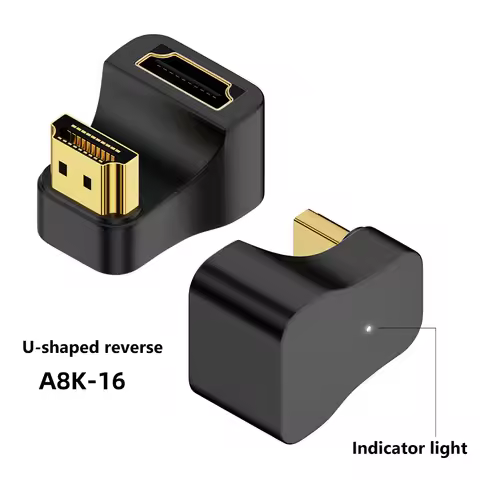 HDMI-Compatible Adapter 360 Degree Angled U-shaped L Converter Mini HD Male to HDMI-compatible 2.1 F