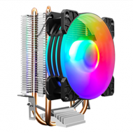 Others - COOLMOON寒霜P2雙銅管CPU風扇 台式電腦發光靜音AMD風冷cpu散熱器（寒霜P2魔月版【單風扇】）