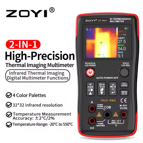ZOYI ZT-R01 Professional 2-in-1 Digital Multimeter with IR Camera Thermal Imaging Multimeter 32x32 R